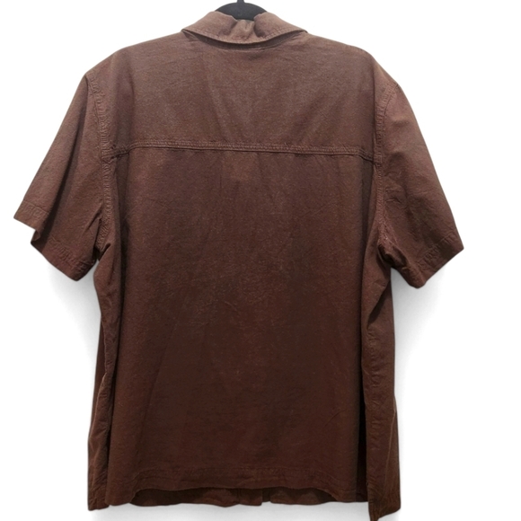 Vintage Erika Woman Plus Sz 2X Brown Camp Utility Short Sleeve Cotton Button Up - Picture 3 of 3